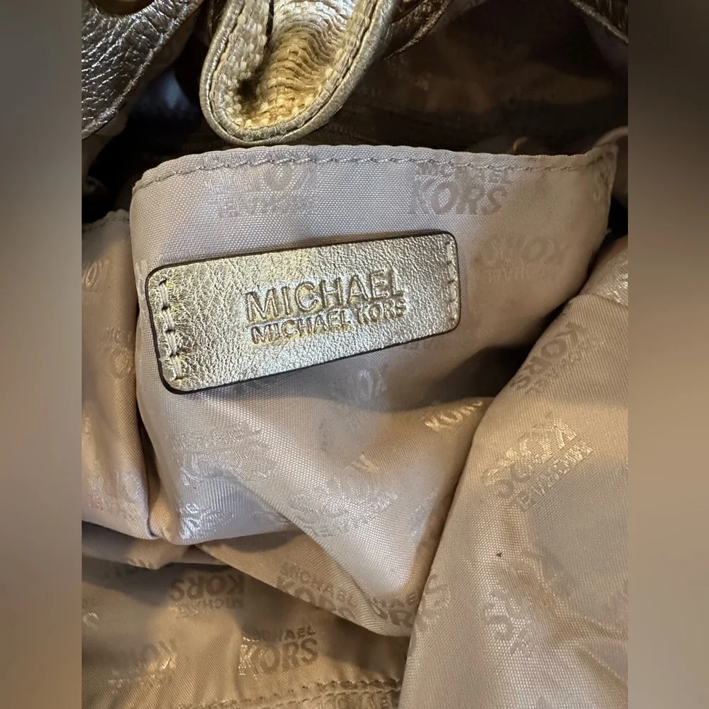Michael Kors Tan and Gold Shoulder Bag with Tassel Detail